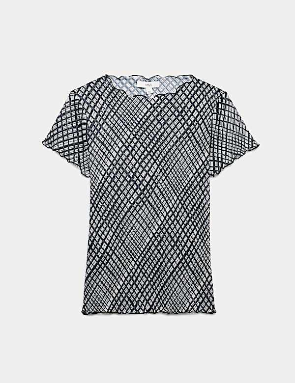 חולצת טי רשת עם שרוול קצר והדפס - IL