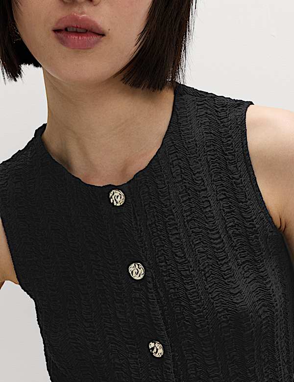 Crew Neck Textured Waistcoat - NL