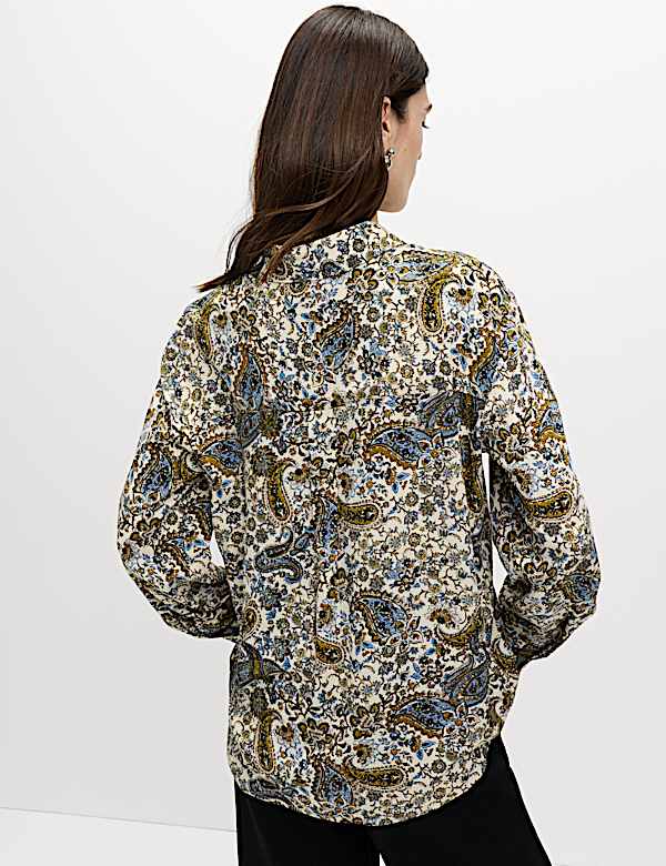Printed Collared Button Through Blouse - PT