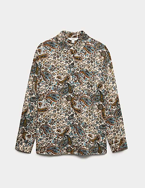Printed Collared Button Through Blouse - PT