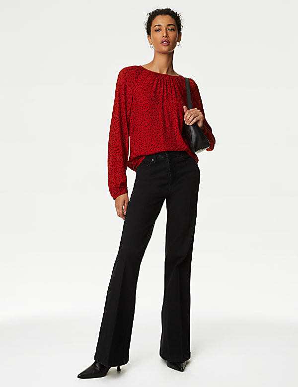 Printed Crew Neck Blouse - MV