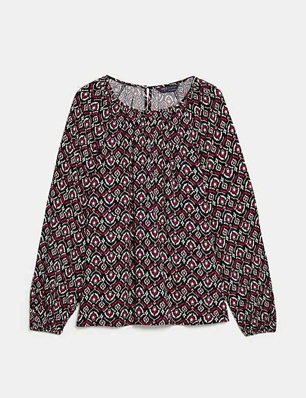 Blouse met ronde hals en print - BE