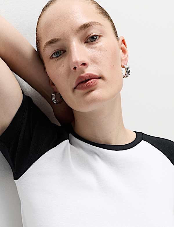Pure Cotton Raglan Sleeve T-Shirt - ID