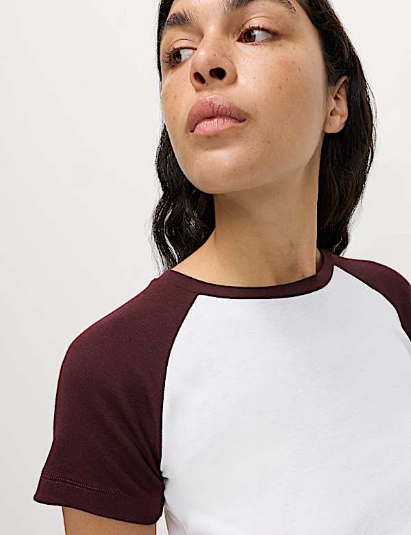 חולצת טי מכותנה טהורה עם שרוול רגלן - IL