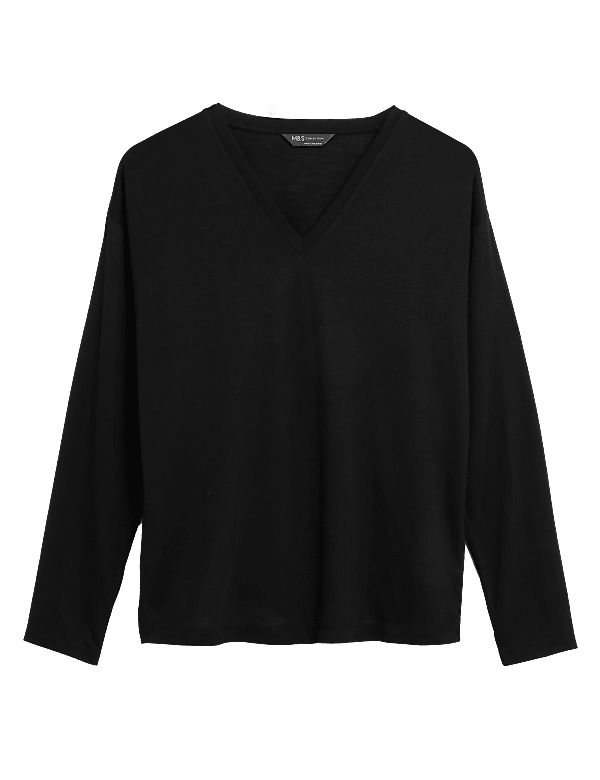 V-Neck Relaxed Long Sleeve Top