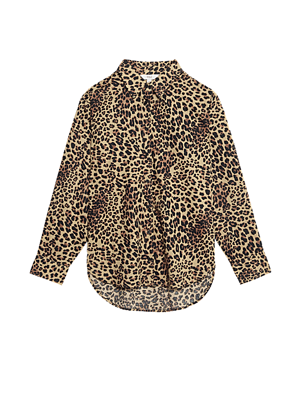 Pure Cotton Animal Print Collared Shirt
