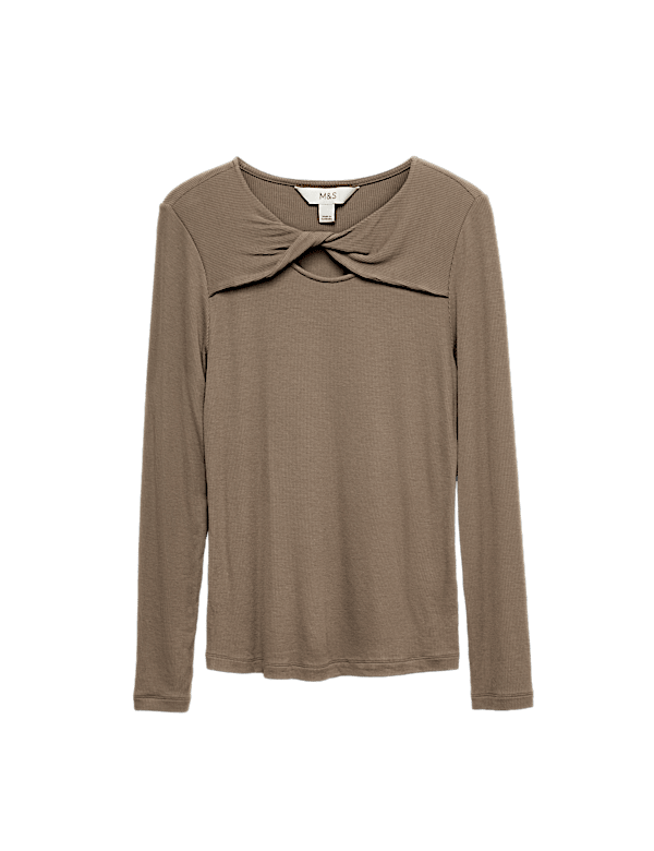 Ribbed Twist Front Top