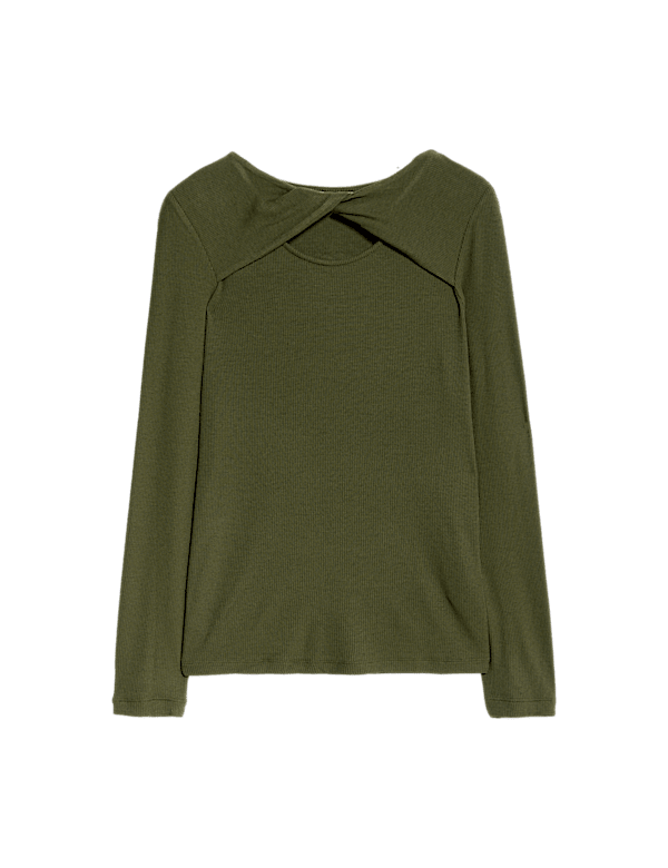 Ribbed Twist Front Top