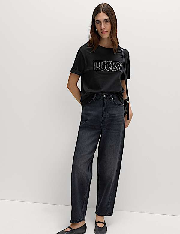 Pure Cotton Embellished 'Lucky' T-Shirt