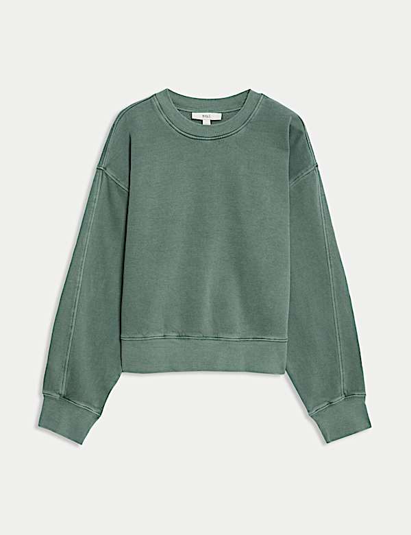 Κροπ φούτερ με ξεθωριασμένη όψη από 100% βαμβάκι - GR