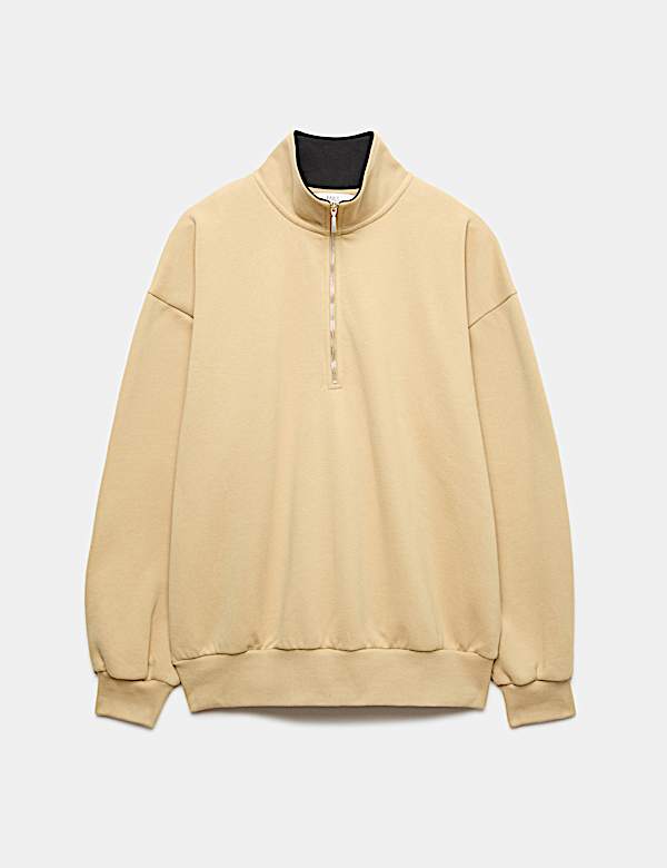 Cotton Rich Graphic Half Zip Sweatshirt - CY