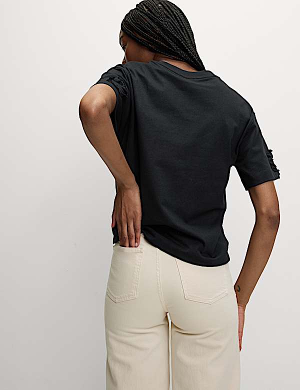 Pure Cotton Ribbon Appliqué Boxy T-Shirt