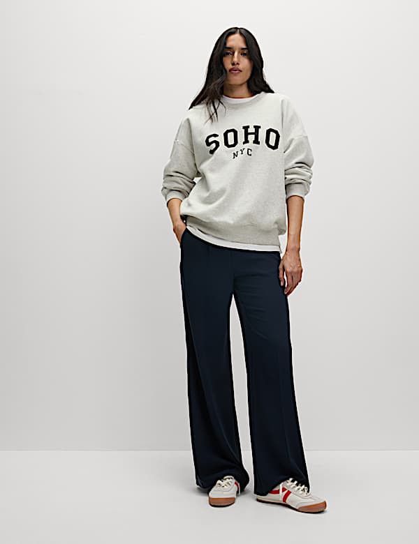 Cotton Rich Slogan Crew Neck Sweat-shirt - MX