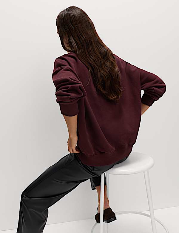 Cotton Rich Slogan Crew Neck Sweat-shirt - NL