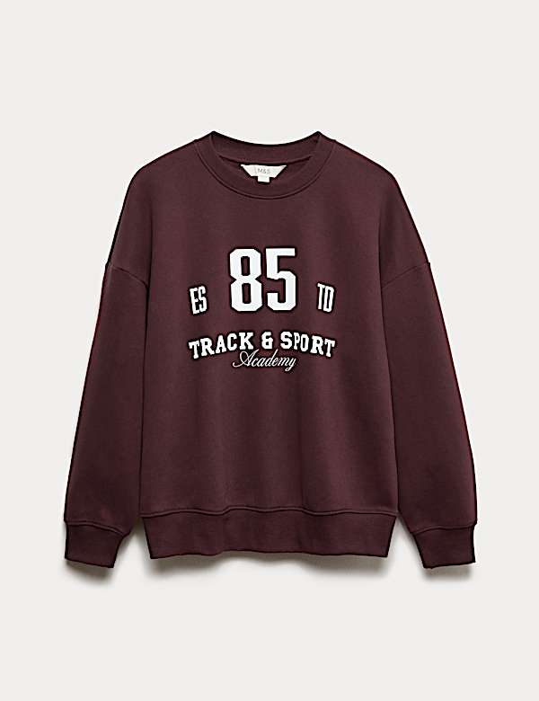Cotton Rich Slogan Crew Neck Sweat-shirt - NL