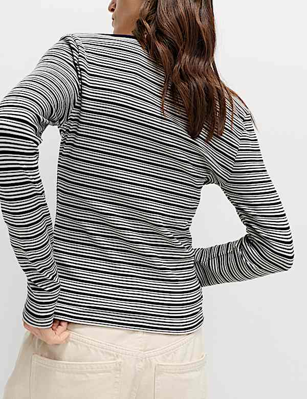 Cotton Rich Scoop Neck Henley Top