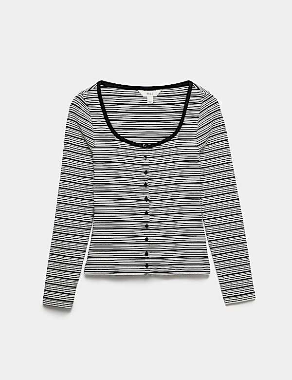 Cotton Rich Scoop Neck Henley Top - AL