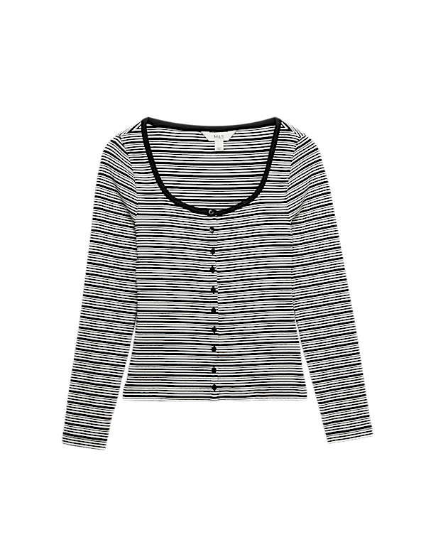 Cotton Rich Scoop Neck Henley Top