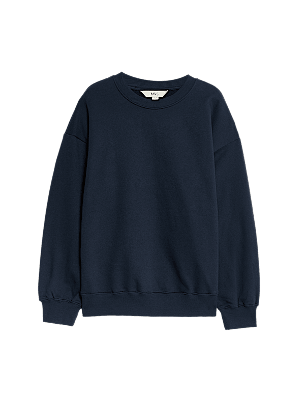 Cotton Rich Crew Neck Relaxed Sweatshirt