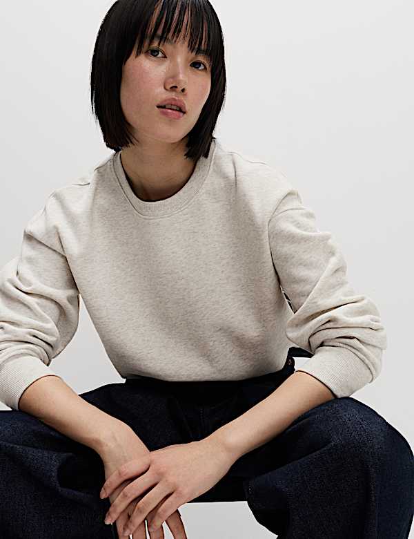 Cotton Rich Crew Neck Relaxed Sweatshirt - MX