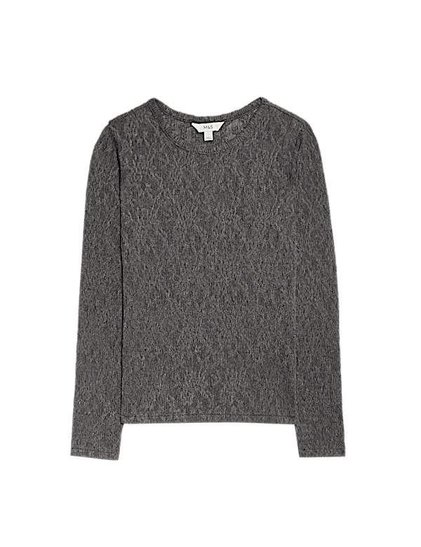 Mesh Floral Slash Neck Regular Fit Top