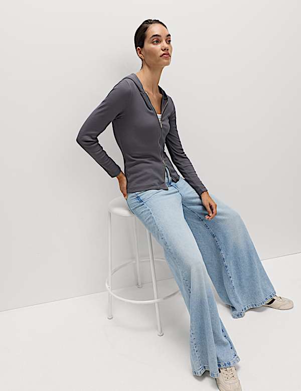 Cotton Rich Slim Fit Ribbed Hoodie