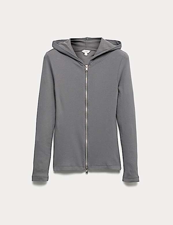 Cotton Rich Slim Fit Ribbed Hoodie - US