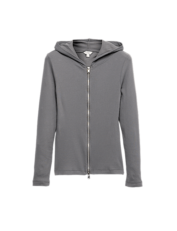 Cotton Rich Slim Fit Ribbed Hoodie