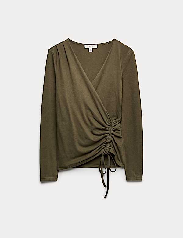 חולצה עם סטרץ' וכיווצים מקדימה - IL