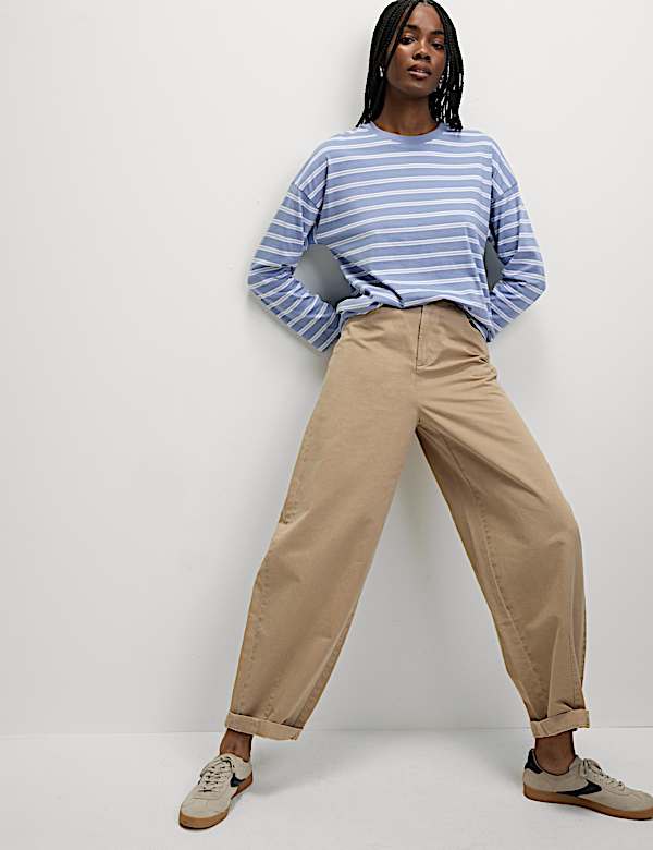 Pure Cotton Striped Crew Neck T-Shirt - RO