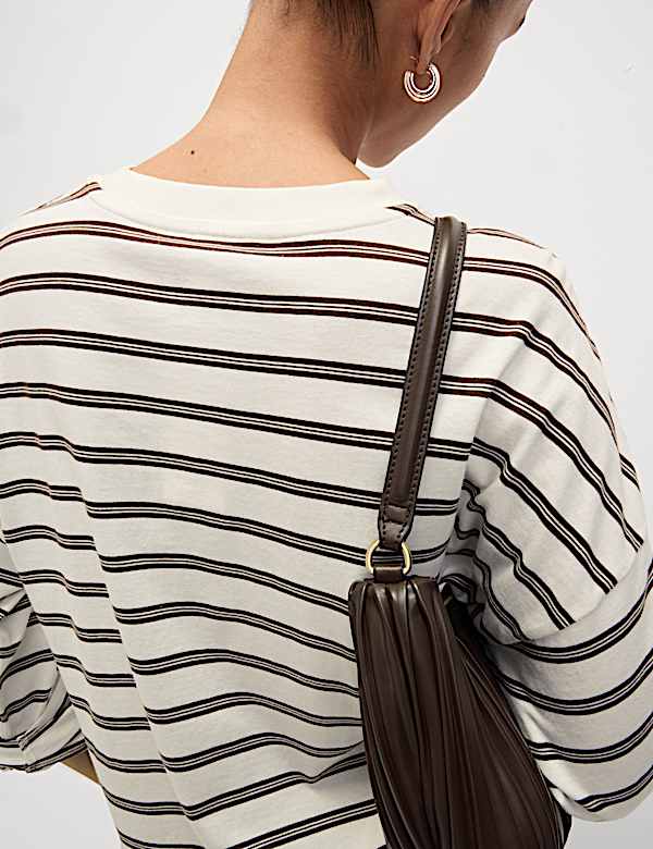 Pure Cotton Striped Crew Neck T-Shirt - PT
