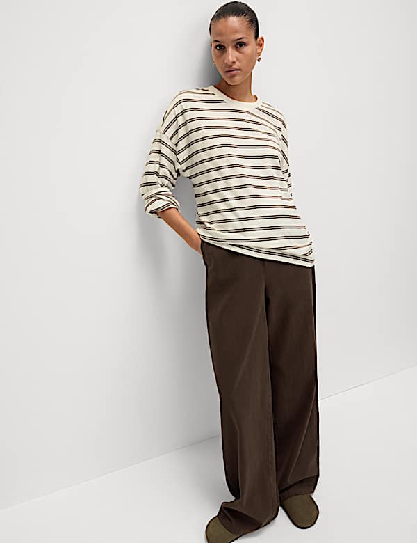 Pure Cotton Striped Crew Neck T-Shirt - PT