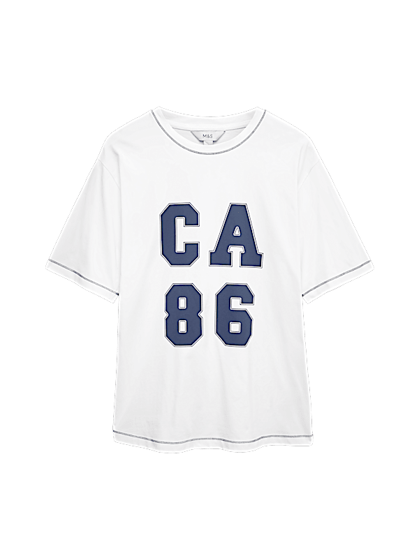 Pure Cotton Slogan Oversized T-Shirt