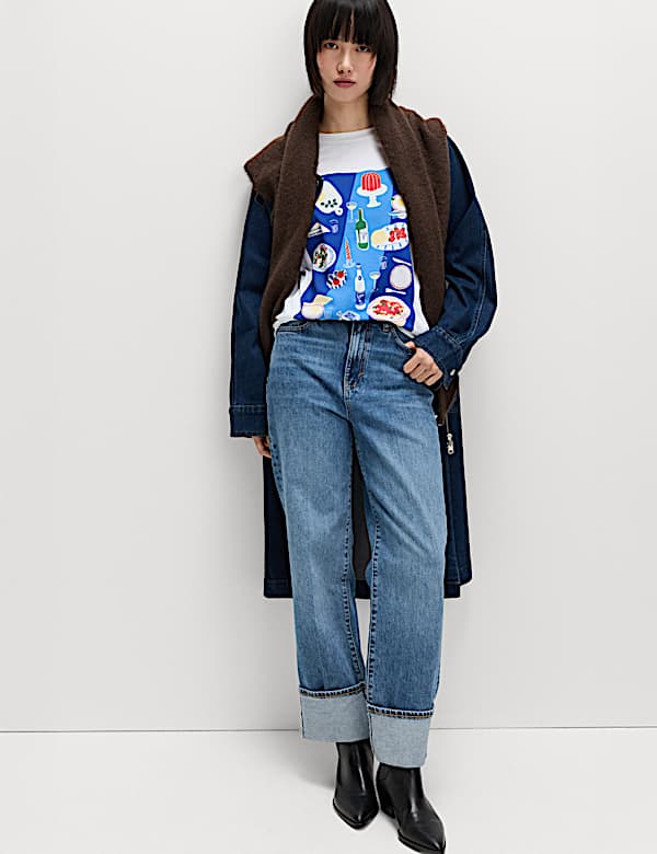 Pure Cotton Slogan Oversized T-Shirt - NO