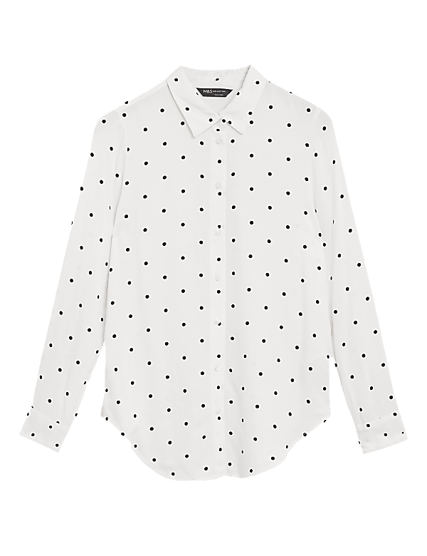 Polka Dot Longline Long Sleeve Shirt