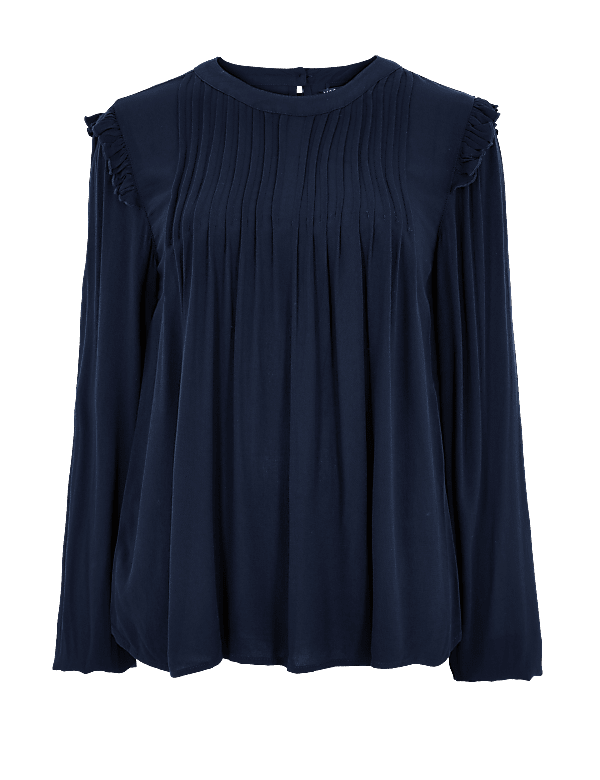 Pintuck Long Sleeve Blouse