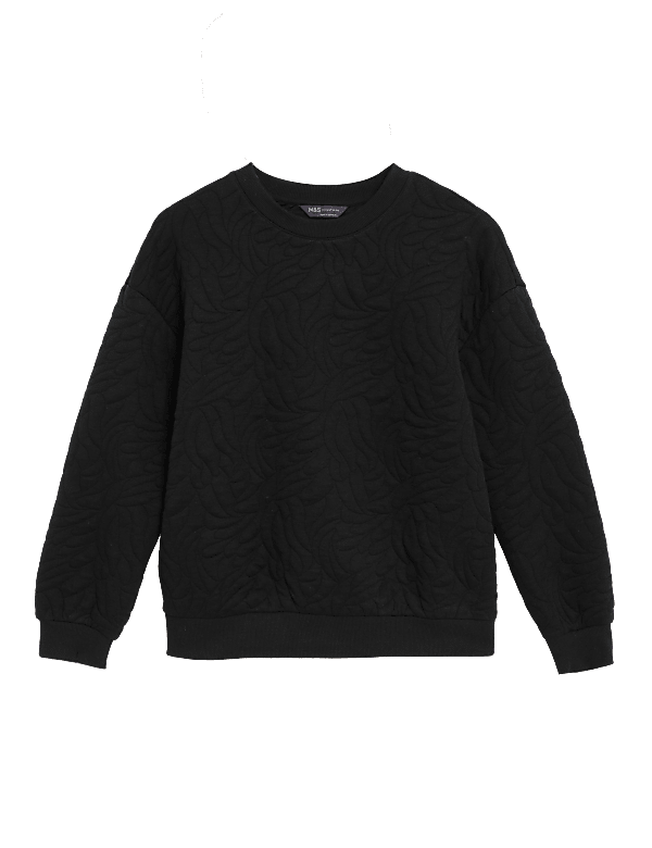 Quilted Long Sleeve Sweatshirt with Cotton