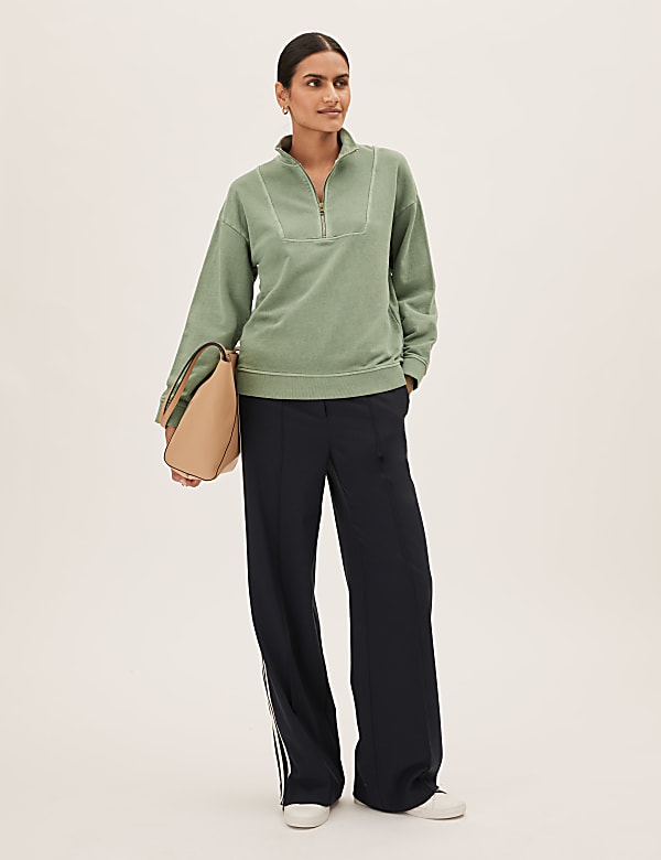 Pure Cotton Funnel Neck Sweatshirt