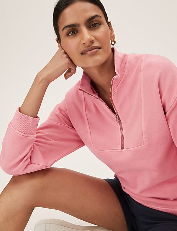 Pure Cotton Funnel Neck Sweatshirt