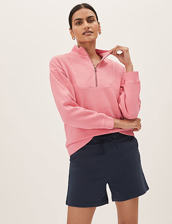 Pure Cotton Funnel Neck Sweatshirt
