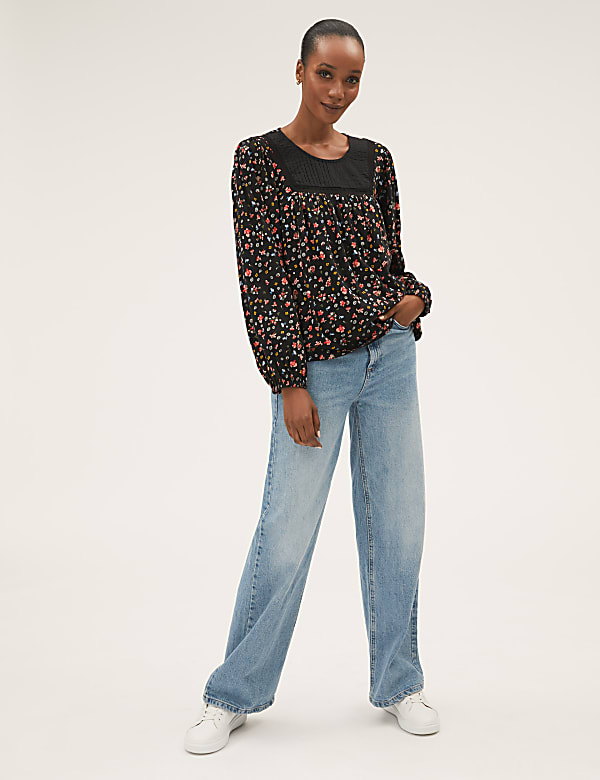 Pure Cotton Printed Long Sleeve Top