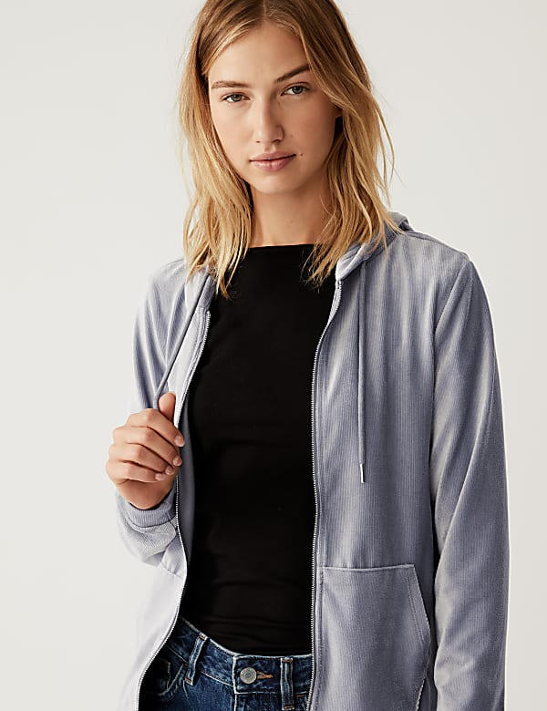 Velour Zip Up Hoodie