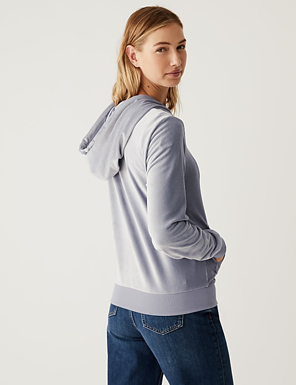Velour Zip Up Hoodie
