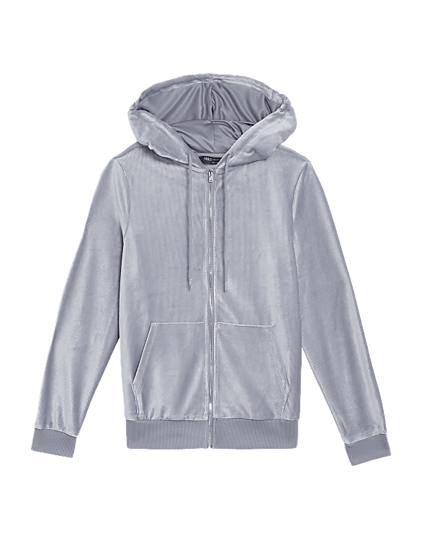 Velour Zip Up Hoodie