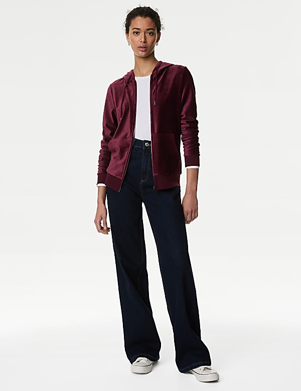 Velour Zip Up Hoodie