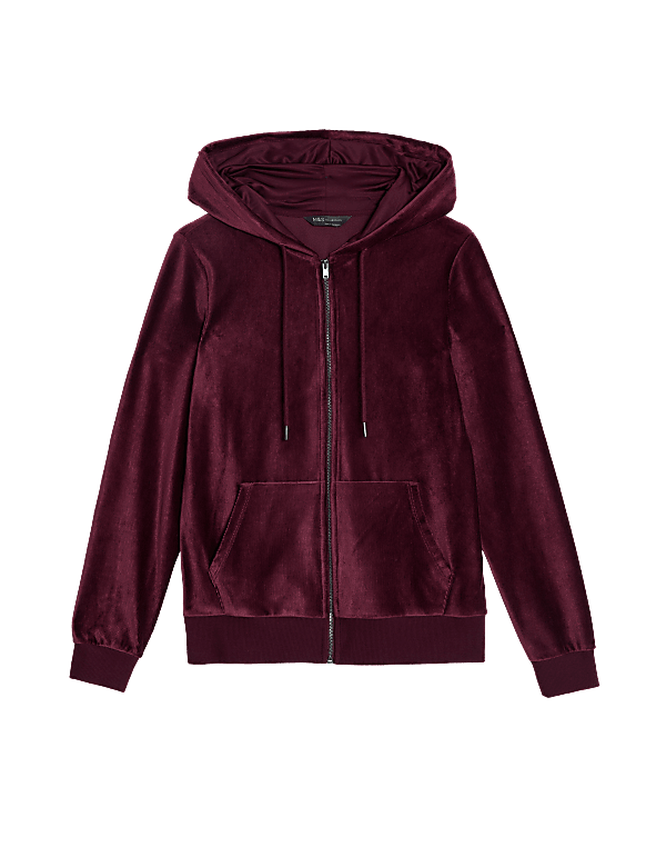 Velour Zip Up Hoodie