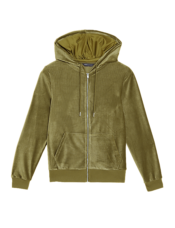 Velour Zip Up Hoodie