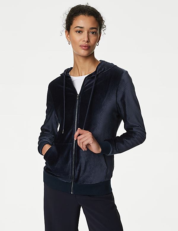 Velour Zip Up Hoodie