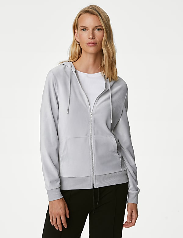 Velour Zip Up Hoodie