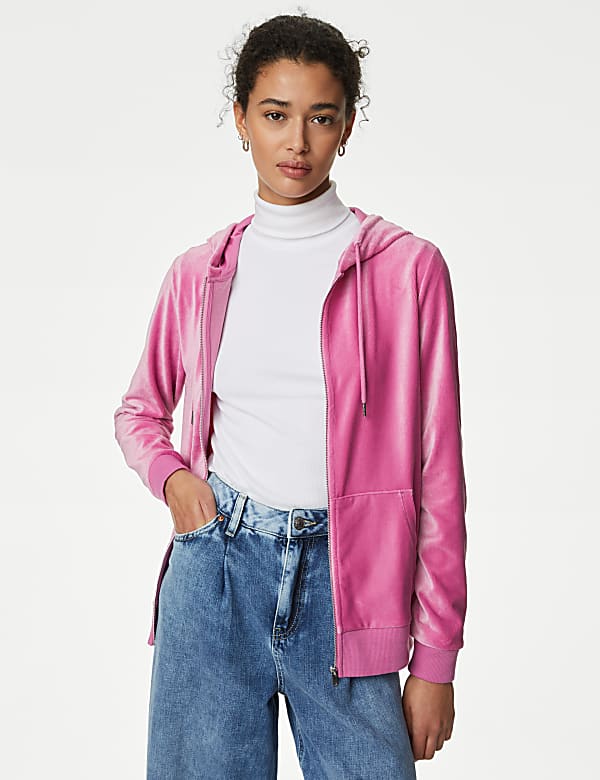 Velour Zip Up Hoodie